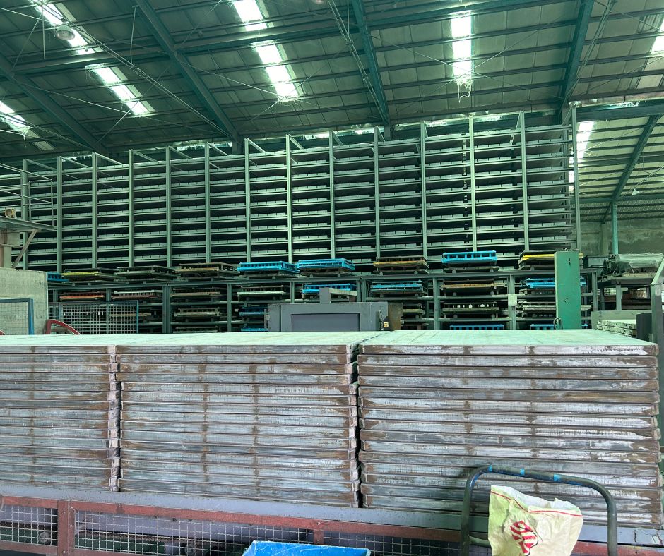 Rhino pallets for brick production factory layout