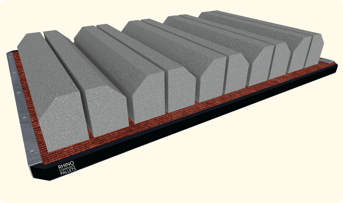 Rhino composite pallets producing uniform density concrete blocks for block making machines
